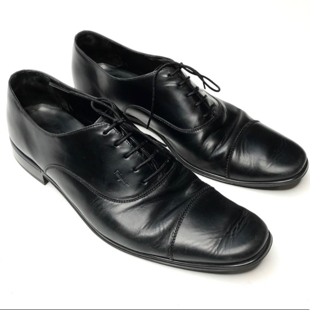 Salvatore Ferragamo Men’s calfskin tap toe oxfords 10.5 D